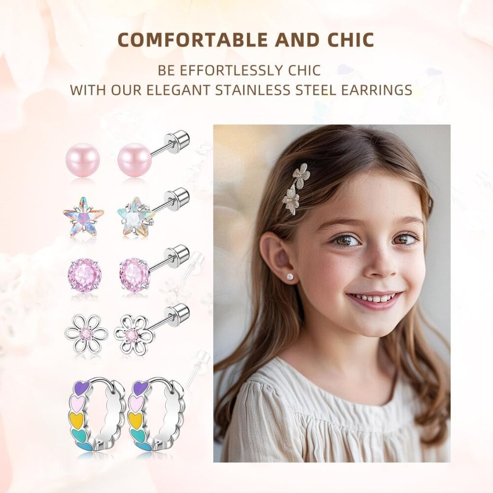 Durable Screw Back Stud Earrings - Surgical Stain… - image 4